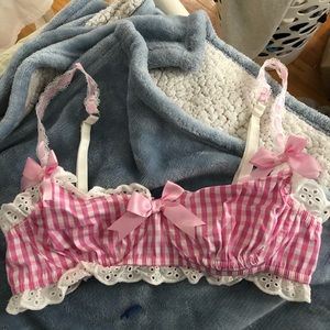 Dolls Kill Pink Gingham Bra Top